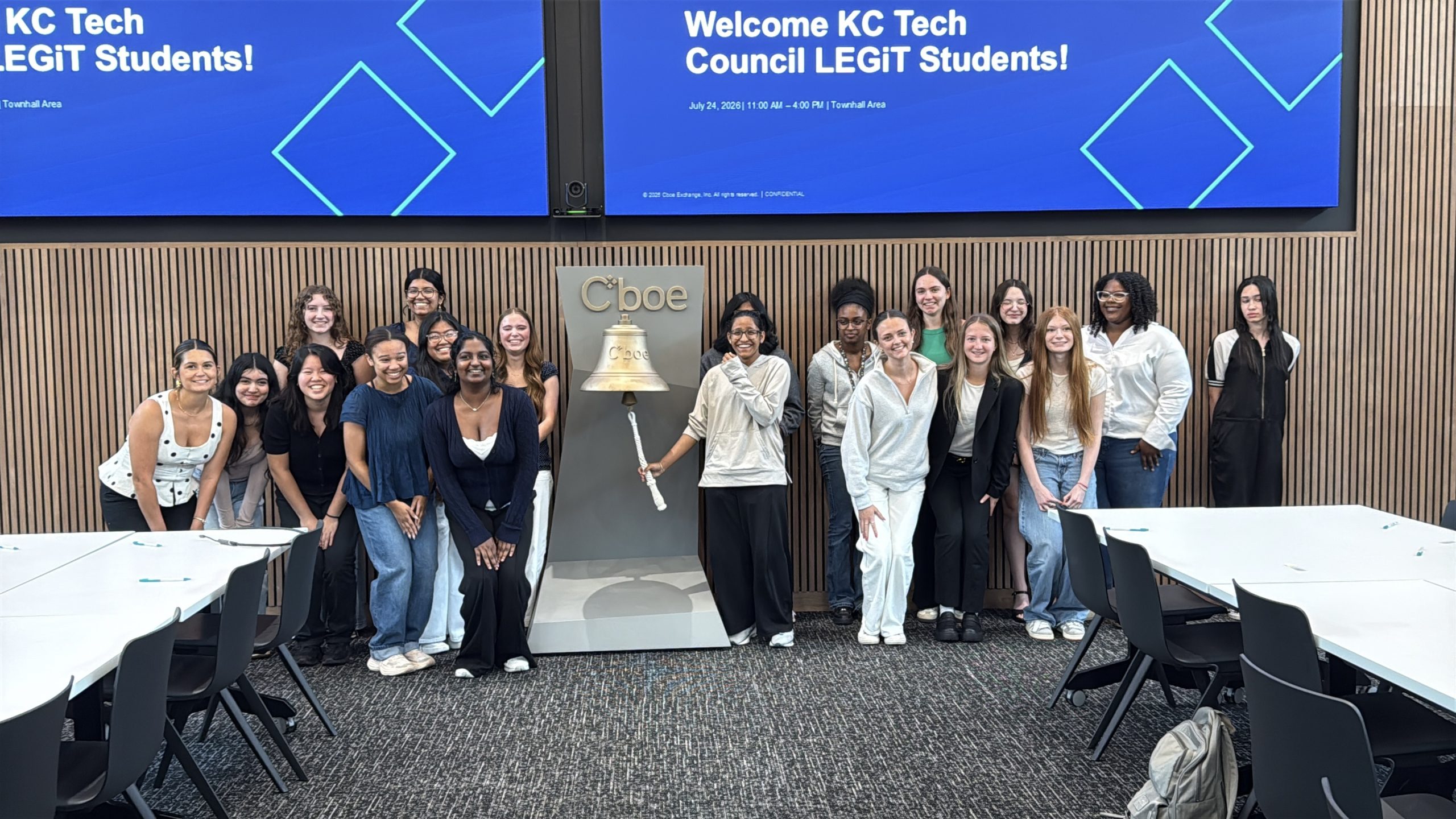 Participants ringing the stock exchange bell at Cboe